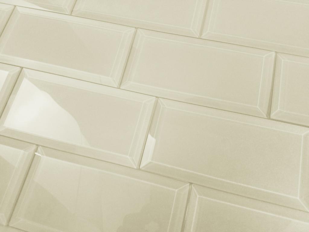 Frosted Elegance 3"x6" Glossy Beige Glass Subway Backsplash Wall Tile