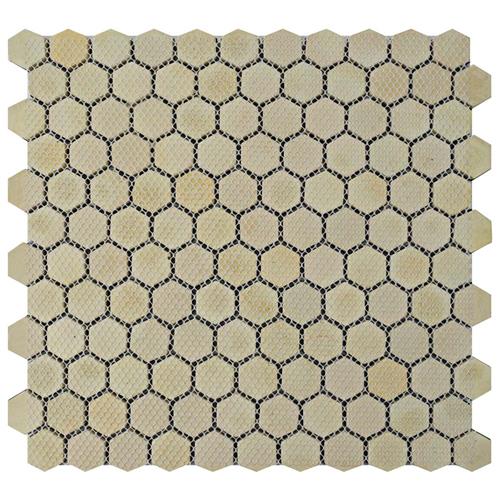 Meta Hex 11-1/4 in. x 11-1/4 in. x 8 mm Stainless Steel Over Ceramic Mosaic Tile